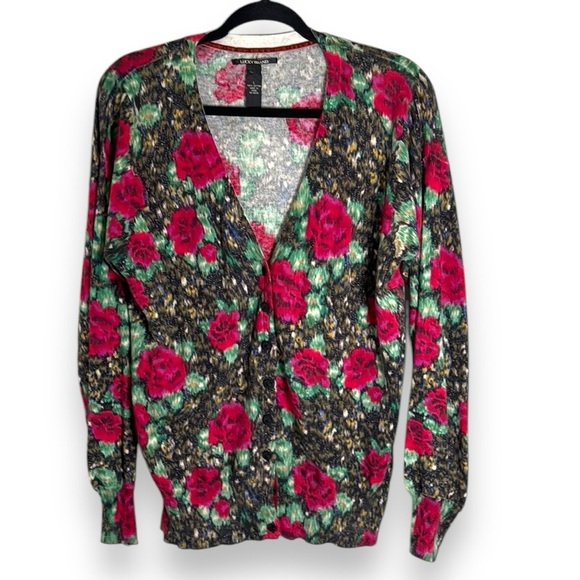 Lucky Brand Rose Button Down Lightweight Cardigan Size Large - Picture 1 of 6
